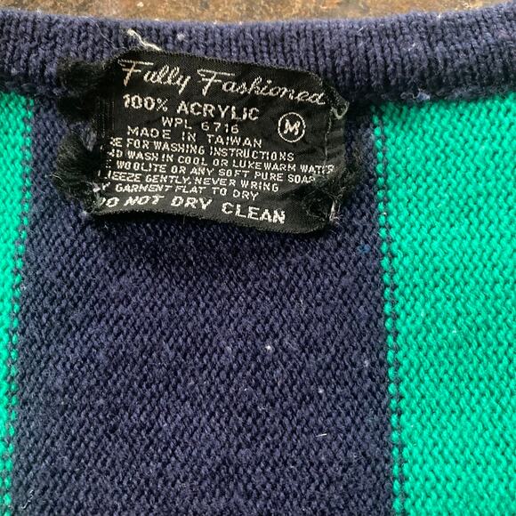 Vintage 80s Striped Sweater | Fully Fashioned WPL 6716 | Made in Taiwan sz m - Picture 3 of 7